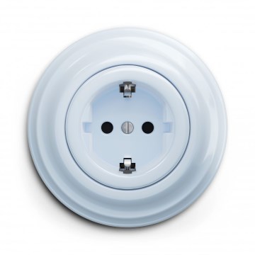 Kliklap - Ρετρό οικιακή πρίζα με πλαίσιο SCHUKO 230V/16A, μπλε
