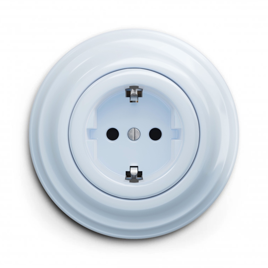 Kliklap - Ρετρό οικιακή πρίζα με πλαίσιο SCHUKO 230V/16A, μπλε