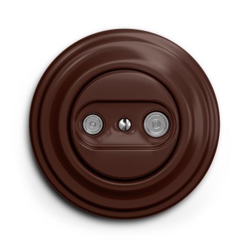 Kliklap - Ρετρό πρίζα TV+R (με δυνατότητα διέλευσης) με καφέ πλαίσιο