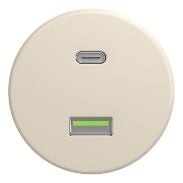 Kliklap - Ρετρό πρίζα USB τύπου A και C χωρίς πλαίσιο, μπεζ