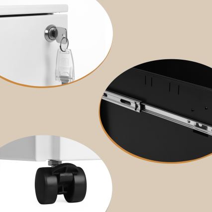 Κινητή συρταριέρα γραφείου SECURIO, λευκή