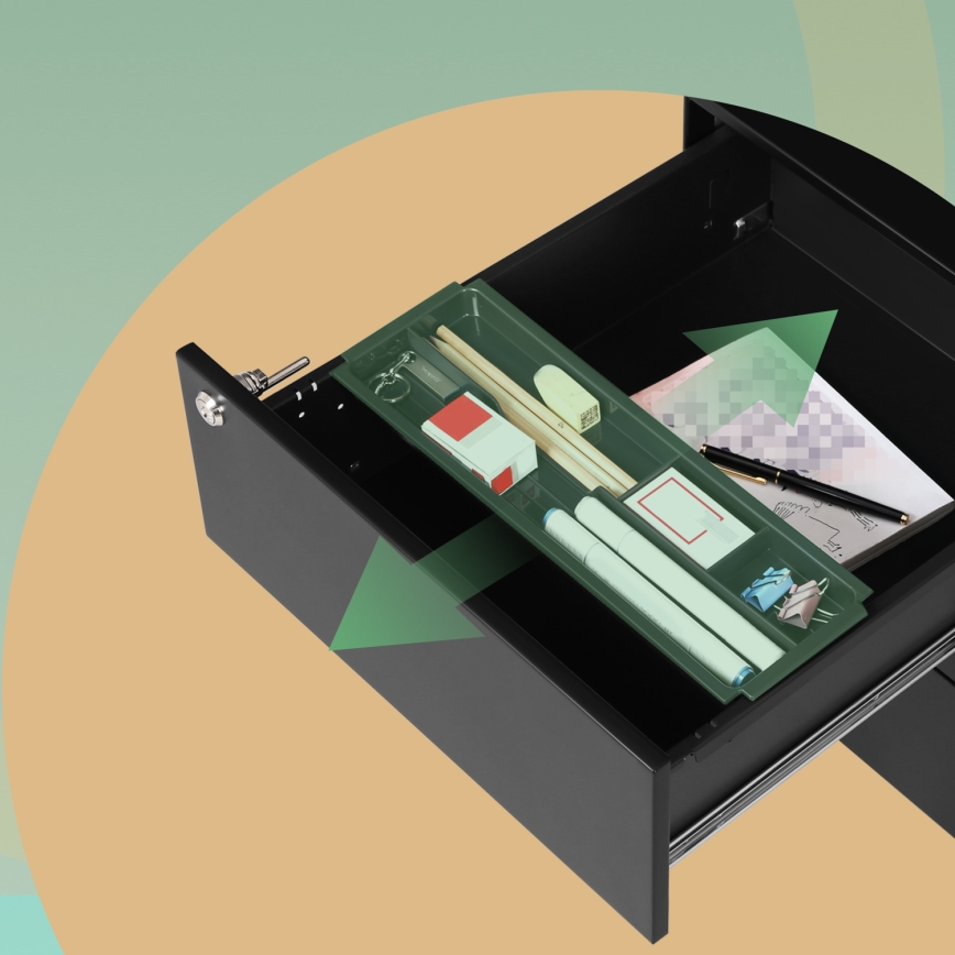 Κινητή συρταριέρα γραφείου SECURIO, μαύρη