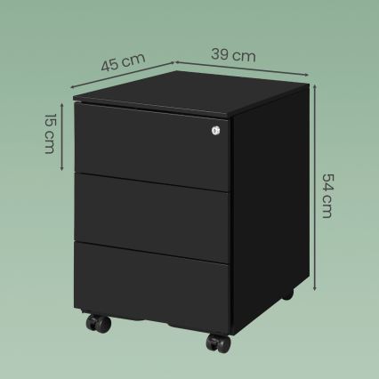 Κινητή συρταριέρα γραφείου SECURIO, μαύρη