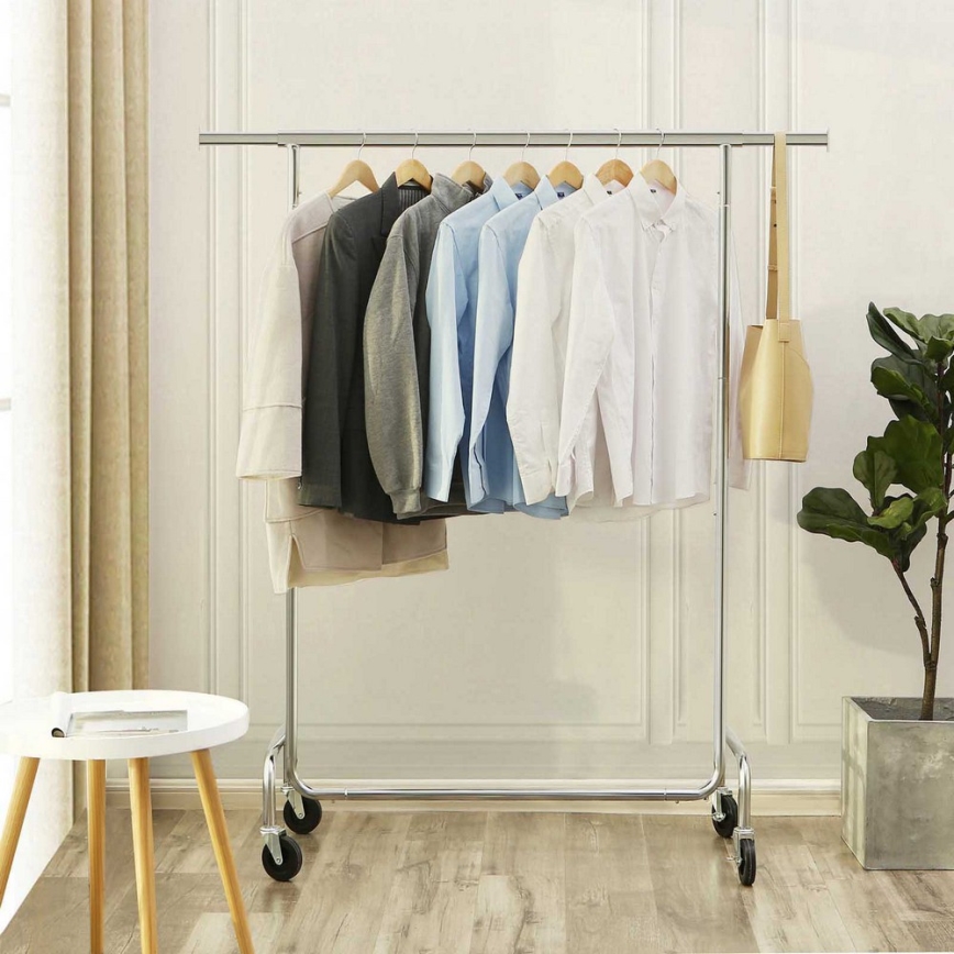 Κινητή επιδαπέδια κρεμάστρα JEAN 110/150x160x45 cm ασημί