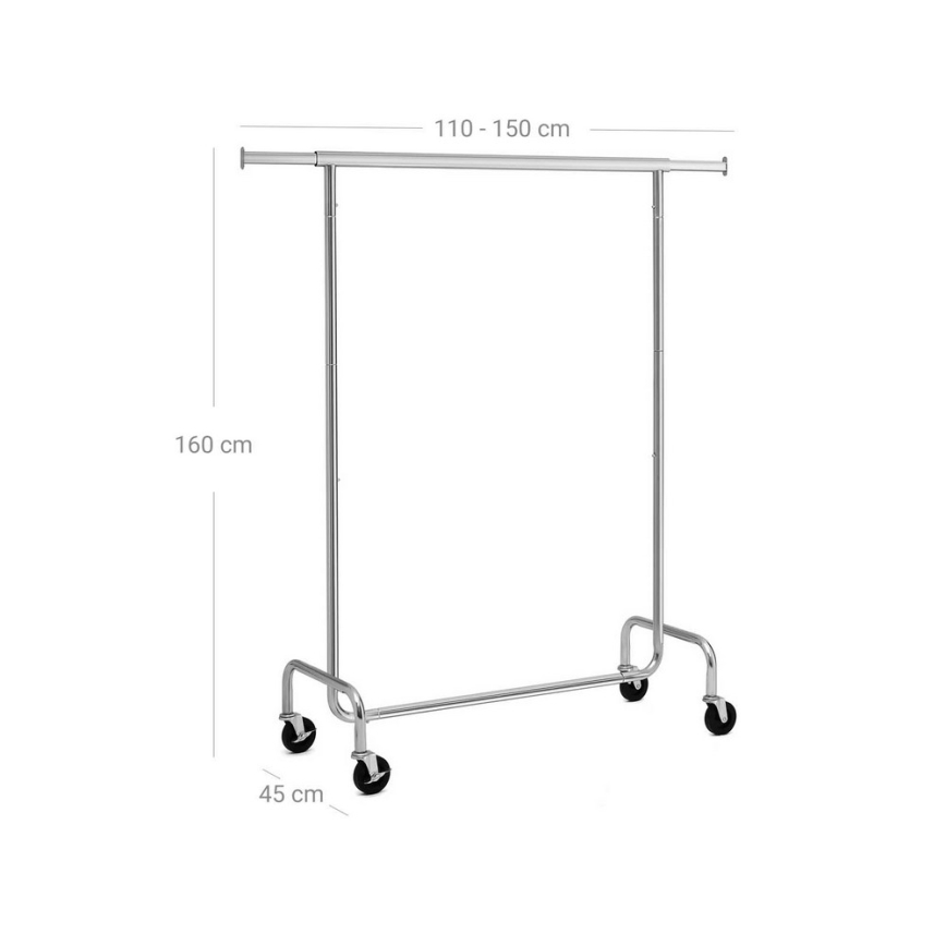 Κινητή επιδαπέδια κρεμάστρα JEAN 110/150x160x45 cm ασημί