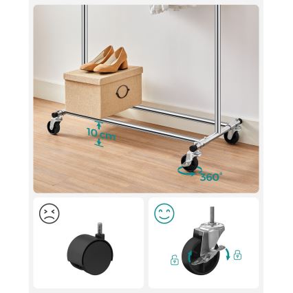 Κινητή επιδαπέδια κρεμάστρα LINEA, ασημί