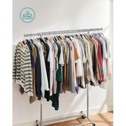 Κινητή επιδαπέδια κρεμάστρα LINEA, ασημί