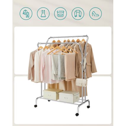 Κινητή επιδαπέδια κρεμάστρα LINEA ασημί