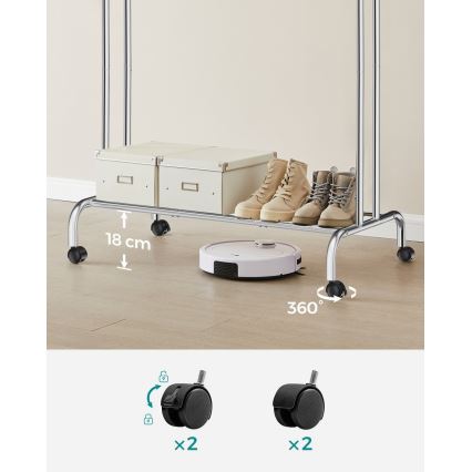 Κινητή επιδαπέδια κρεμάστρα LINEA ασημί