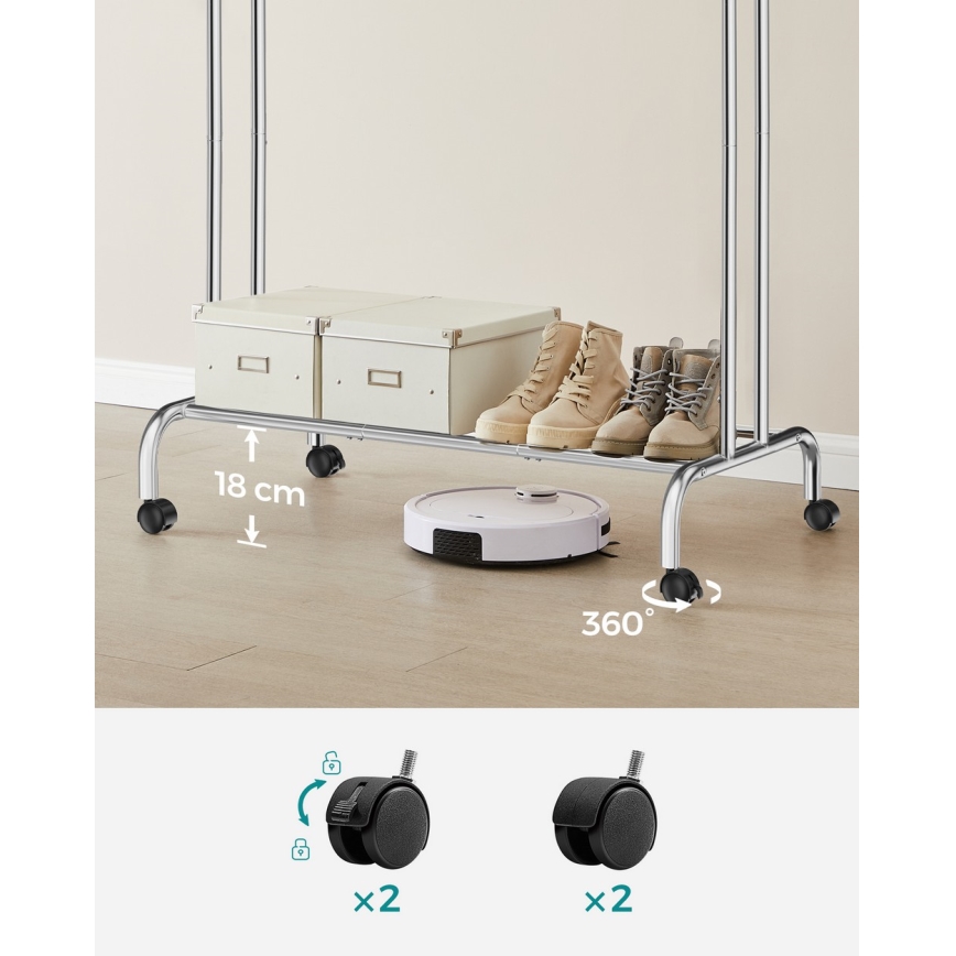 Κινητή επιδαπέδια κρεμάστρα LINEA ασημί