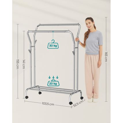 Κινητή επιδαπέδια κρεμάστρα LINEA ασημί