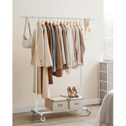 Κινητή επιδαπέδια κρεμάστρα LINEA λευκή