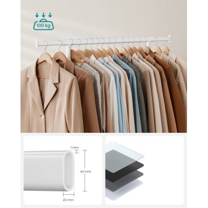 Κινητή επιδαπέδια κρεμάστρα LINEA λευκή