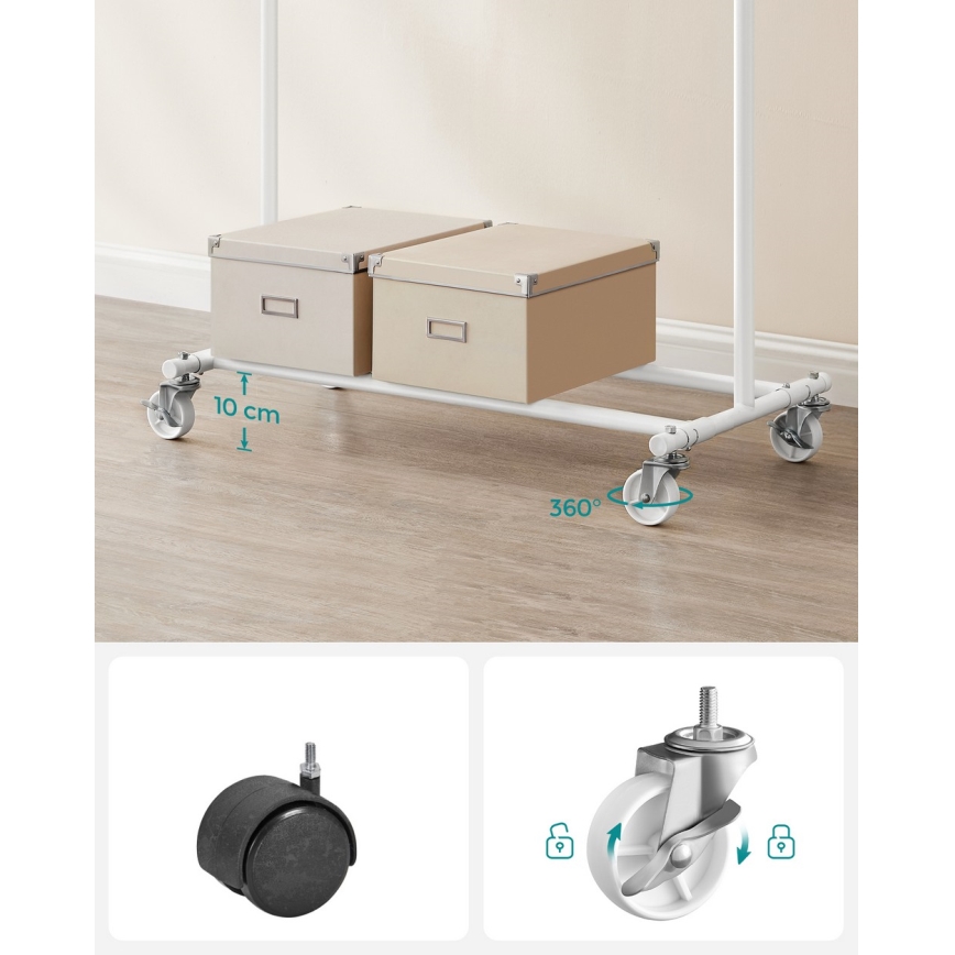 Κινητή επιδαπέδια κρεμάστρα LINEA λευκή