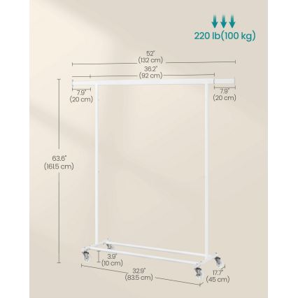 Κινητή επιδαπέδια κρεμάστρα LINEA λευκή