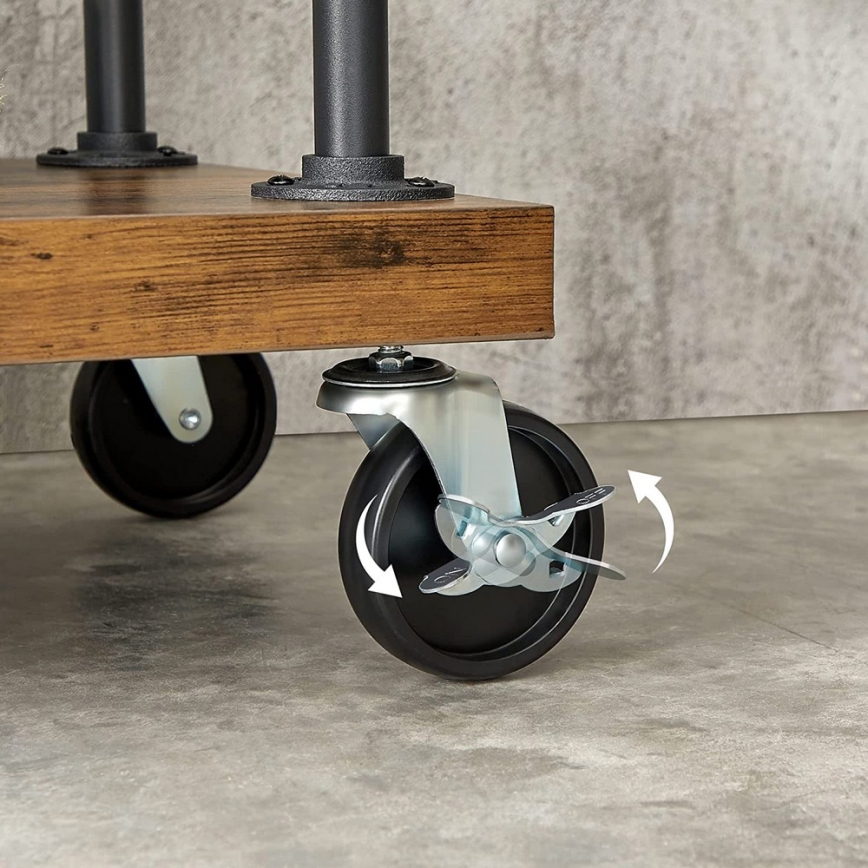 Κινητή επιδαπέδια κρεμάστρα LINEA, καφέ/μαύρη