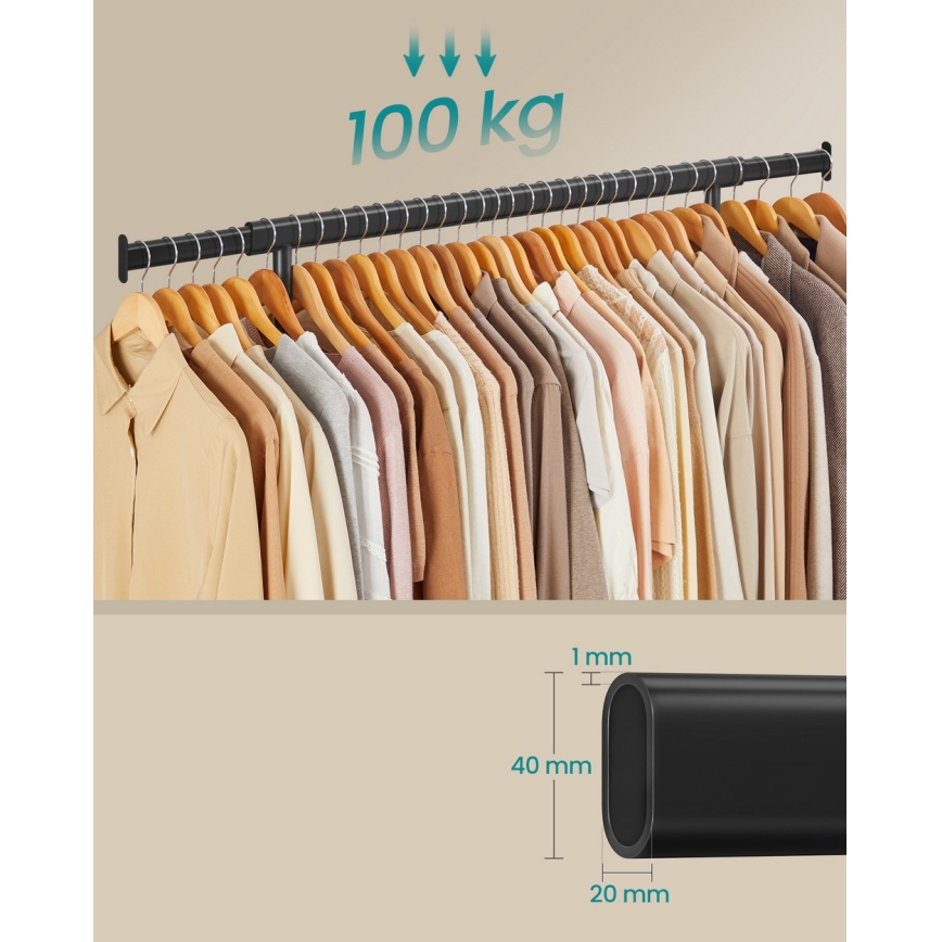 Κινητή επιδαπέδια κρεμάστρα LINEA, μαύρη