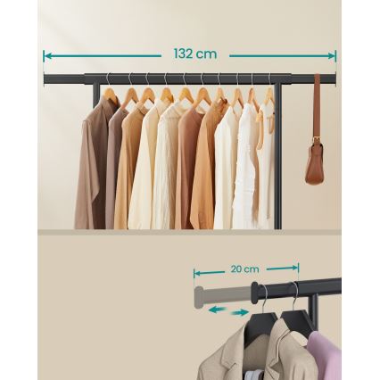 Κινητή επιδαπέδια κρεμάστρα LINEA, μαύρη