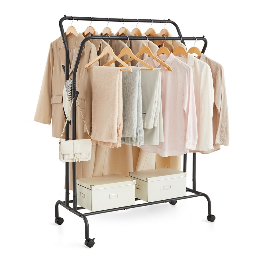 Κινητή επιδαπέδια κρεμάστρα LINEA μαύρη