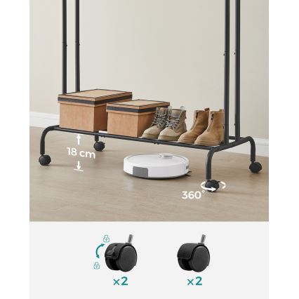 Κινητή επιδαπέδια κρεμάστρα LINEA μαύρη