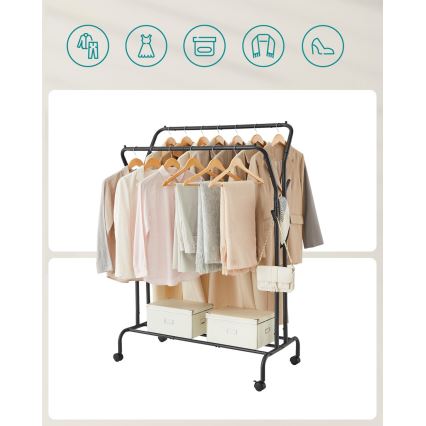 Κινητή επιδαπέδια κρεμάστρα LINEA μαύρη