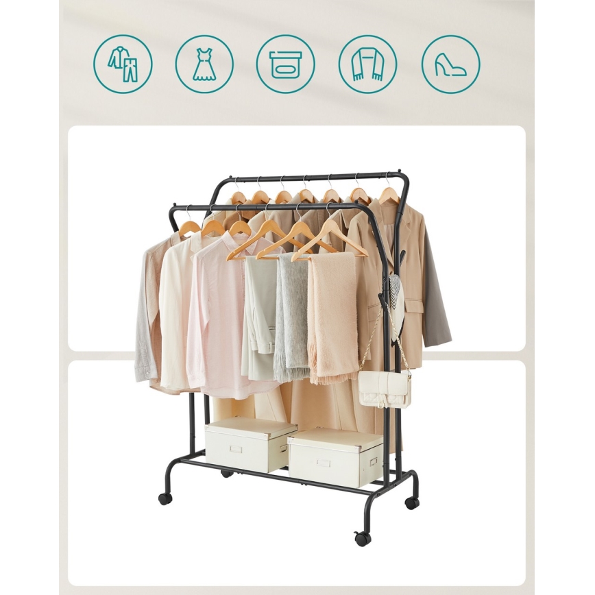 Κινητή επιδαπέδια κρεμάστρα LINEA μαύρη