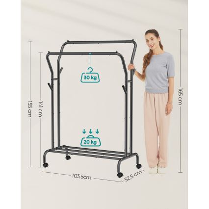 Κινητή επιδαπέδια κρεμάστρα LINEA μαύρη