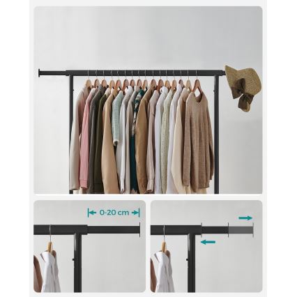 Κινητή επιδαπέδια κρεμάστρα LINEA, μαύρη