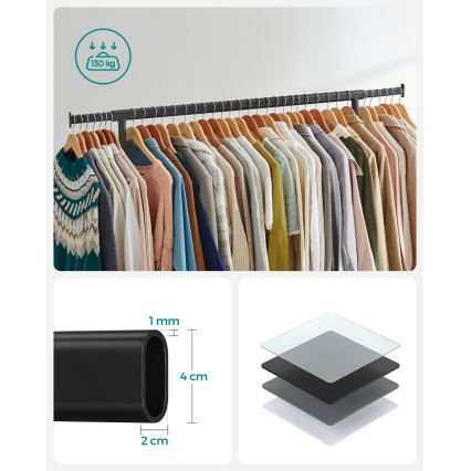 Κινητή επιδαπέδια κρεμάστρα LINEA, μαύρη