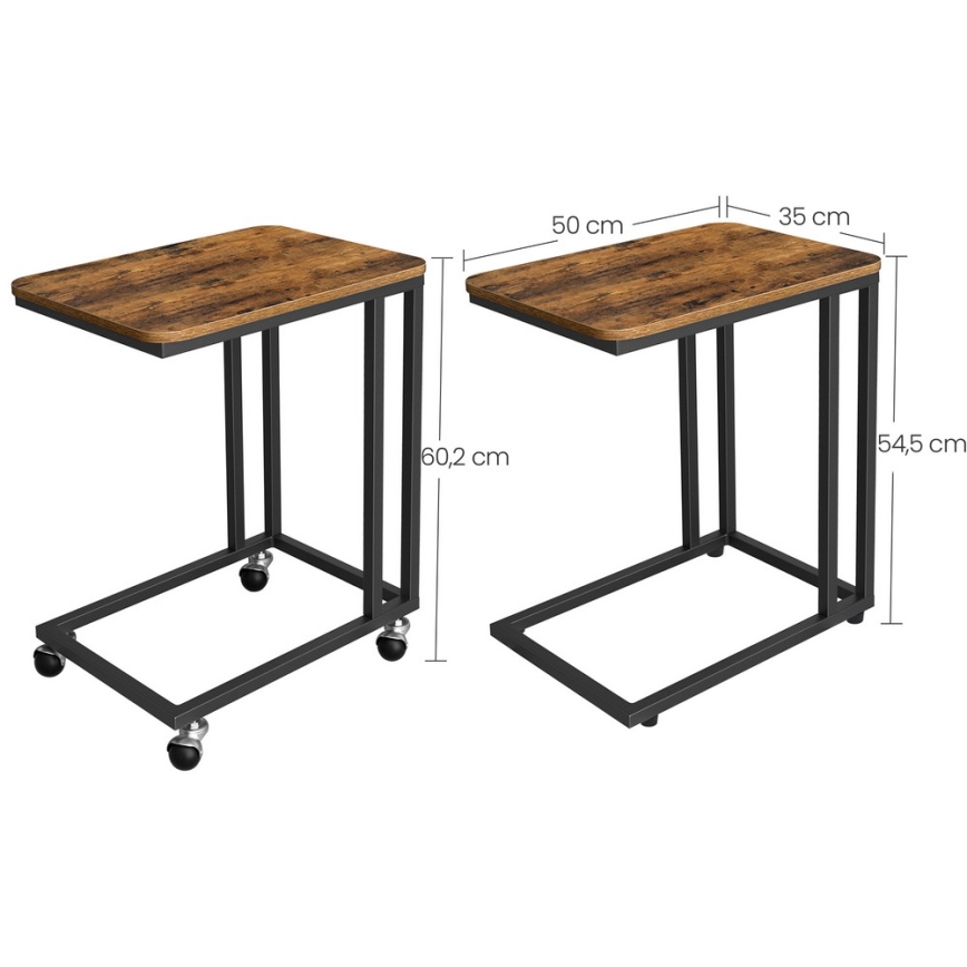 Κινητό βοηθητικό τραπεζάκι ELDUR καφέ/μαύρο