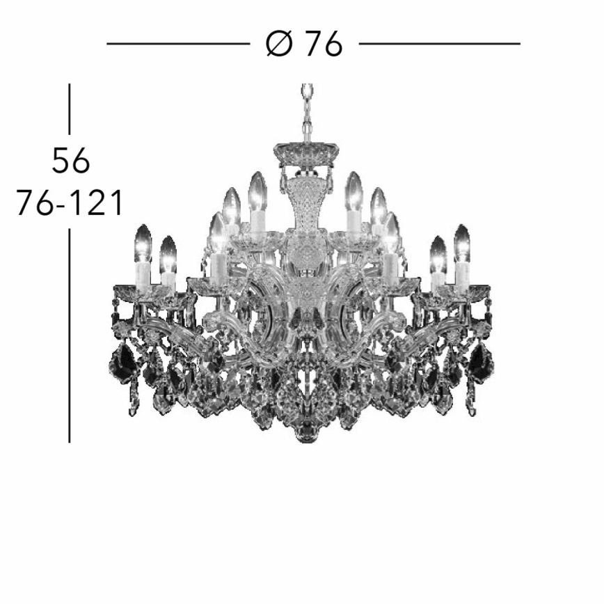 Kolarz 3149.88+4.3.KoT - Κρυστάλλινο πολυέλαιο με αλυσίδα MARIA LOUISE 12xE14/40W/230V 24Κ χρυσό