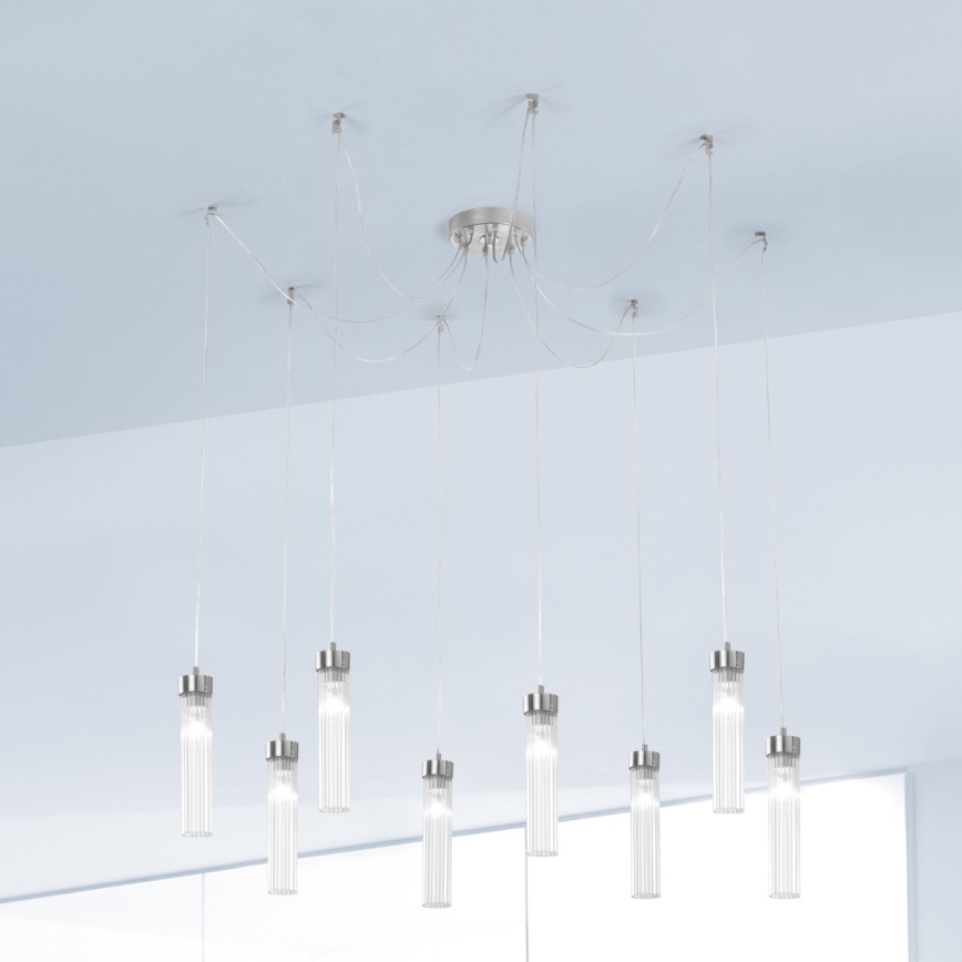 Kolarz 6009.30850 - Κρεμαστό φωτιστικό οροφής RAGGIO 8xE14/25W/230V spider ασημί