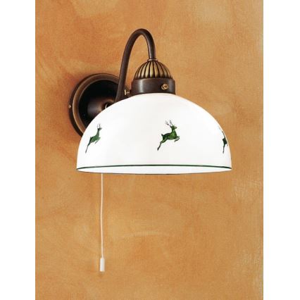 Kolarz 731.61.100 - Λάμπα τοίχου NONNA 1xE27/75W/230V καφέ/ελάφι πράσινο