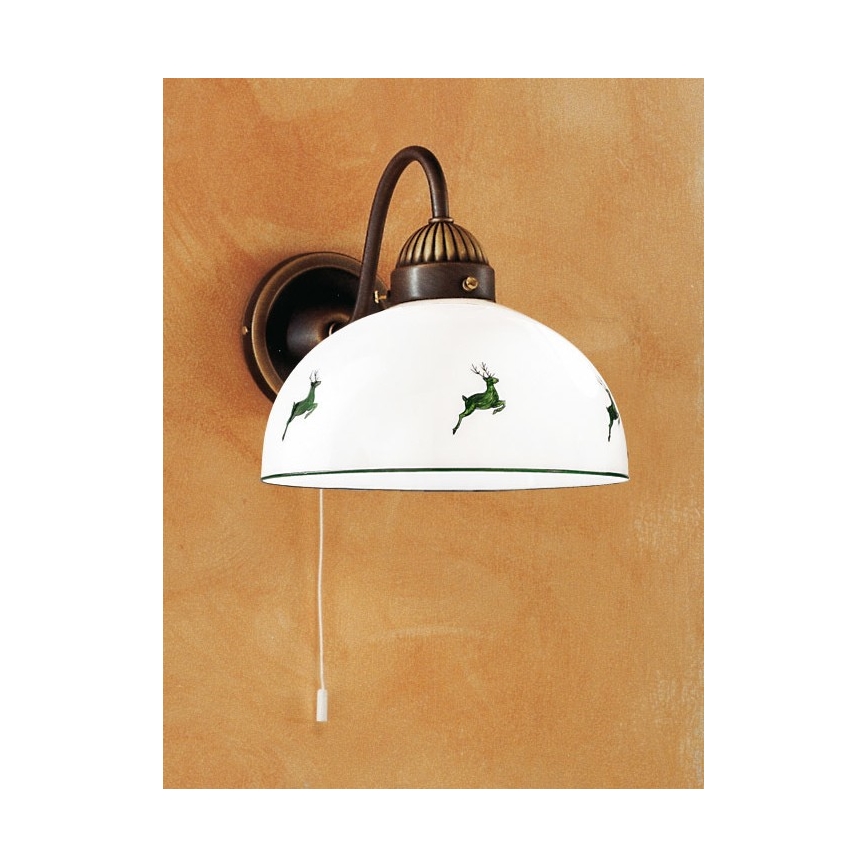 Kolarz 731.61.100 - Λάμπα τοίχου NONNA 1xE27/75W/230V καφέ/ελάφι πράσινο