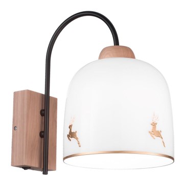 Kolarz A1352.61.Au.100 - Επιτοίχιο φωτιστικό NONNA 1xE27/60W/230V ελάτη δρυς/λευκό/χρυσό