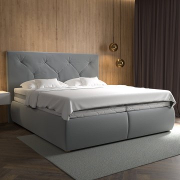 Κρεβάτι boxspring με στρώμα και τόπερ ELEN 160x200 cm γκρι