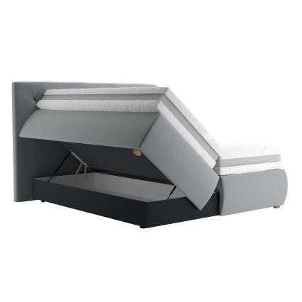 Κρεβάτι boxspring με στρώμα και τόπερ ELEN 160x200 cm γκρι