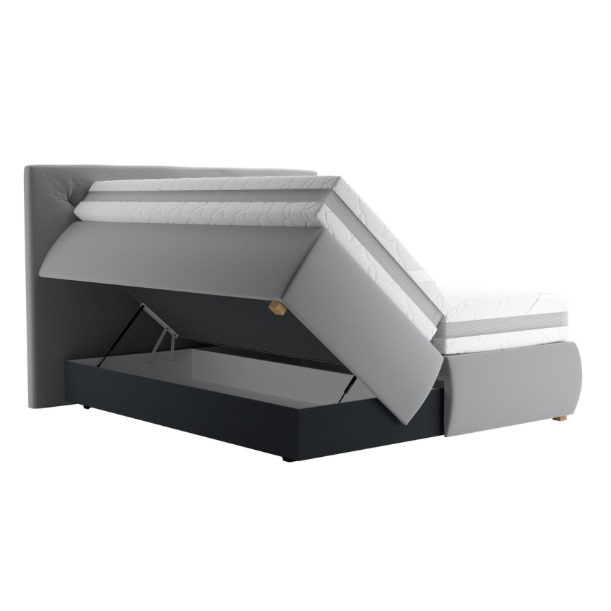 Κρεβάτι boxspring με στρώμα και τόπερ ELEN 160x200 cm γκρι