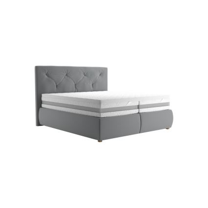 Κρεβάτι boxspring με στρώμα και τοπέρ ELEN 180x200 εκ., γκρι