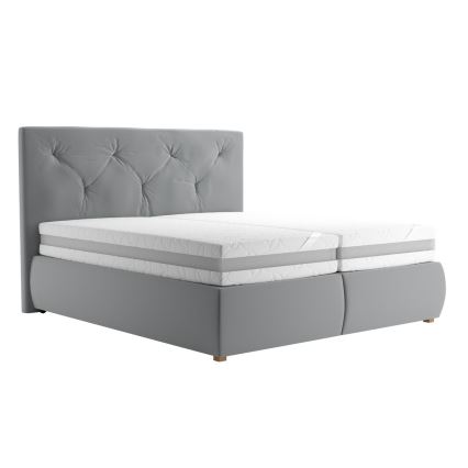 Κρεβάτι boxspring με στρώμα και τοπέρ ELEN 180x200 εκ., γκρι