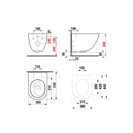 Κρεμαστή λεκάνη WC MIO Vortex + κάθισμα τουαλέτας SoftClose MIO + πλακέτα διπλής ροής DUAL + εντοιχιζόμενος μηχανισμός + μονωτικό υπόστρωμα
