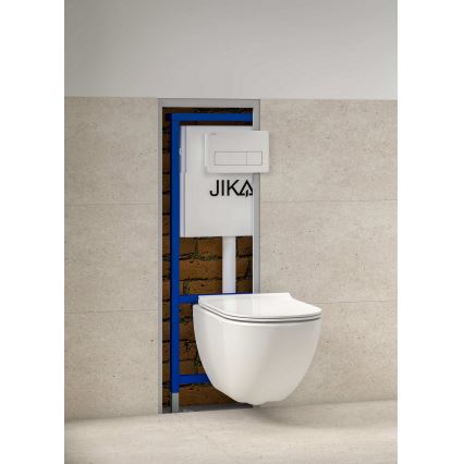 Επιτοίχια λεκάνη MIO Rimless + κάθισμα WC SoftClose MIO + πλήκτρο έκπλυσης DUAL + εντοιχισμένη μονάδα + μονωτικό υπόστρωμα