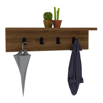 Κρεμάστρα τοίχου με ράφι AYLA 14,5x60 cm καφέ