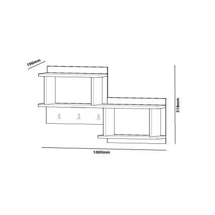 Κρεμάστρα τοίχου με ράφι NIZZA 51,8x100 cm λευκό