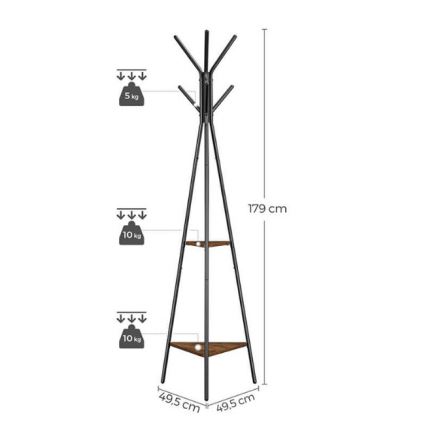 Κρεμάστρα δαπέδου LINEA, μαύρη/καφέ