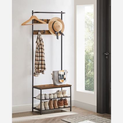 Κρεμάστρα δαπέδου NAVOR καφέ/μαύρη