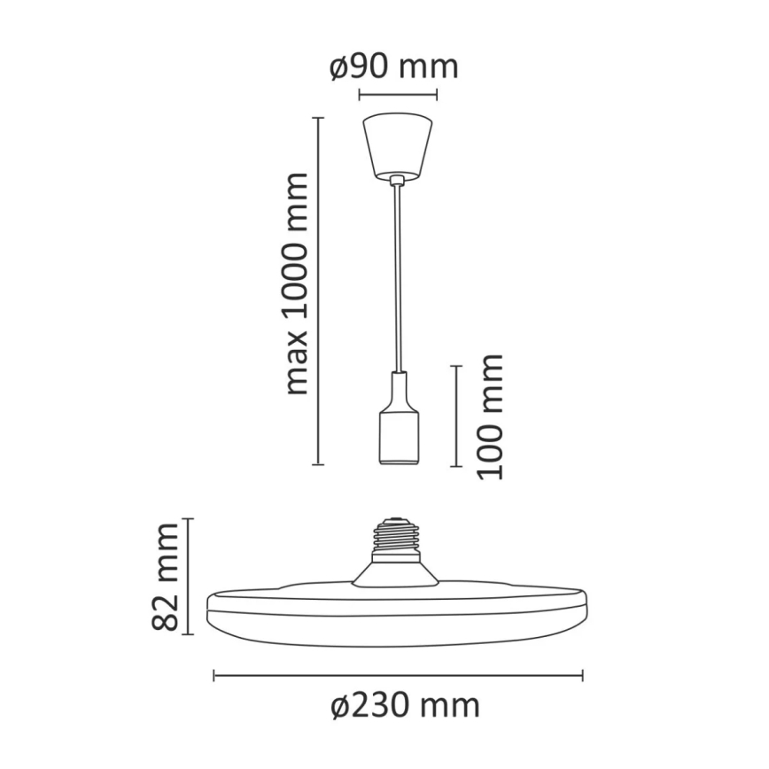 Κρεμαστό φως LED KIKI 1xE27/15W/230V μαύρο