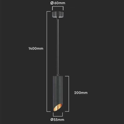 Κρεμαστό φωτιστικό 1xGU10/35W/230V 20 cm μαύρο