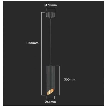 Κρεμαστό φωτιστικό 1xGU10/35W/230V 30 cm μαύρο