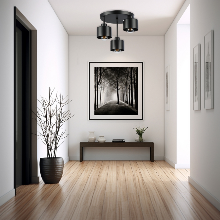 Κρεμαστό φωτιστικό 3xE27/35W/230V διάμετρος 30 cm μαύρο